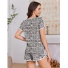 Ekouaer Womens Pajama Sets 2 Piece Soft Sleepwear Summer Lounge Sets S-XXL(White Leopard)