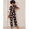 Ekouaer Women’s Satin Silky Pajama Set 2 Piece V Neck Silk Pjs with Pocket(Black Christmas)