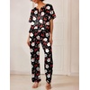 Ekouaer Women’s Satin Silky Pajama Set 2 Piece V Neck Silk Pjs with Pocket(Black Christmas)