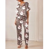 Ekouaer Women’s Satin Silky Pajama Set 2 Piece V Neck Silk Pjs with Pocket(Leopard Santa)