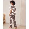 Ekouaer Women’s Satin Silky Pajama Set 2 Piece V Neck Silk Pjs with Pocket(Leopard Santa)