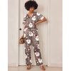 Ekouaer Women’s Satin Silky Pajama Set 2 Piece V Neck Silk Pjs with Pocket(Leopard Santa)