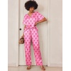 Ekouaer Women’s Satin Silky Pajama Set 2 Piece V Neck Silk Pjs with Pocket(Pink Bow Print)