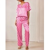 Ekouaer Women’s Satin Silky Pajama Set 2 Piece V Neck Silk Pjs with Pocket(Pink Bow Print)
