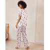 Ekouaer Women’s Satin Silky Pajama Set 2 Piece V Neck Silk Pjs with Pocket(Pink Christmas)