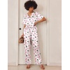 Ekouaer Women’s Satin Silky Pajama Set 2 Piece V Neck Silk Pjs with Pocket(Pink Christmas)