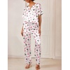 Ekouaer Women’s Satin Silky Pajama Set 2 Piece V Neck Silk Pjs with Pocket(Pink Christmas)