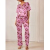 Ekouaer Women’s Satin Silky Pajama Set 2 Piece V Neck Silk Pjs with Pocket(Pink Gingerbread)