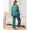 Ekouaer Womens Silk Pajama Set Long Sleeve Button Down Ruffle Satin PJs(Green Red Bow)