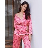 Ekouaer Womens Silk Pajama Set Long Sleeve Button Down Ruffle Satin PJs(Pink Bow Star Heart)