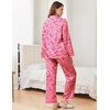 Ekouaer Womens Silk Pajama Set Long Sleeve Button Down Ruffle Satin PJs(Pink Bow Star Heart)
