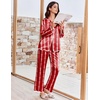Ekouaer Womens Silk Pajama Set Long Sleeve Button Down Ruffle Satin PJs(Pink Heart Stripe)