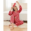 Ekouaer Womens Silk Pajama Set Long Sleeve Button Down Ruffle Satin PJs(Pink Heart Stripe)