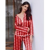 Ekouaer Womens Silk Pajama Set Long Sleeve Button Down Ruffle Satin PJs(Pink Heart Stripe)