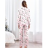 Ekouaer Womens Silk Pajama Set Long Sleeve Button Down Ruffle Satin PJs(Pink Santa Christmas)