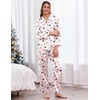 Ekouaer Womens Silk Pajama Set Long Sleeve Button Down Ruffle Satin PJs(Pink Santa Christmas)