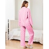 Ekouaer Womens Silk Pajama Set Long Sleeve Button Down Ruffle Satin PJs(Pink White Heart)