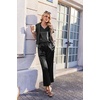 Ekouaer Womens Silk Pajamas Set 2 Piece Satin Pjs Cap Sleeve Loungewear(Black)