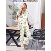 Ekouaer Womens Silk Pajamas Set 2 Piece Satin Pjs Cap Sleeve Loungewear(Black Flower)