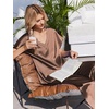 Ekouaer Womens Silk Pajamas Set 2 Piece Satin Pjs Cap Sleeve Loungewear(Brown)