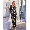 Ekouaer Womens Silk Pajamas Set 2 Piece Satin Pjs Cap Sleeve Loungewear(Christmas Black Santa Claus)