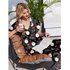 Ekouaer Womens Silk Pajamas Set 2 Piece Satin Pjs Cap Sleeve Loungewear(Christmas Black Santa Claus)