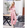 Ekouaer Womens Silk Pajamas Set 2 Piece Satin Pjs Cap Sleeve Loungewear(Christmas Pink Gingerbread Man)