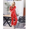 Ekouaer Womens Silk Pajamas Set 2 Piece Satin Pjs Cap Sleeve Loungewear(Christmas Red Tree)