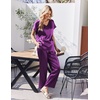 Ekouaer Womens Silk Pajamas Set 2 Piece Satin Pjs Cap Sleeve Loungewear(Purple)