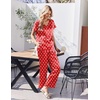 Ekouaer Womens Silk Pajamas Set 2 Piece Satin Pjs Cap Sleeve Loungewear(Red Bow)