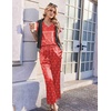 Ekouaer Womens Silk Pajamas Set 2 Piece Satin Pjs Cap Sleeve Loungewear(Red Stipe Bow)