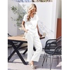 Ekouaer Womens Silk Pajamas Set 2 Piece Satin Pjs Cap Sleeve Loungewear(White(sheer))