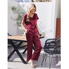 Ekouaer Womens Silk Pajamas Set 2 Piece Satin Pjs Cap Sleeve Loungewear(Wine)