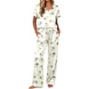 Ekouaer Womens Silk Pajamas Set 2 Piece Satin Pjs Cap Sleeve Loungewear(Black Flower)