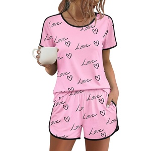 Ekouaer Womens Pajama Sets 2 Piece Soft Sleepwear Summer Lounge Sets S-XXL(Pink – Heart and Love)