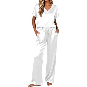 Ekouaer Womens Silk Pajamas Set 2 Piece Satin Pjs Cap Sleeve Loungewear(White(sheer))