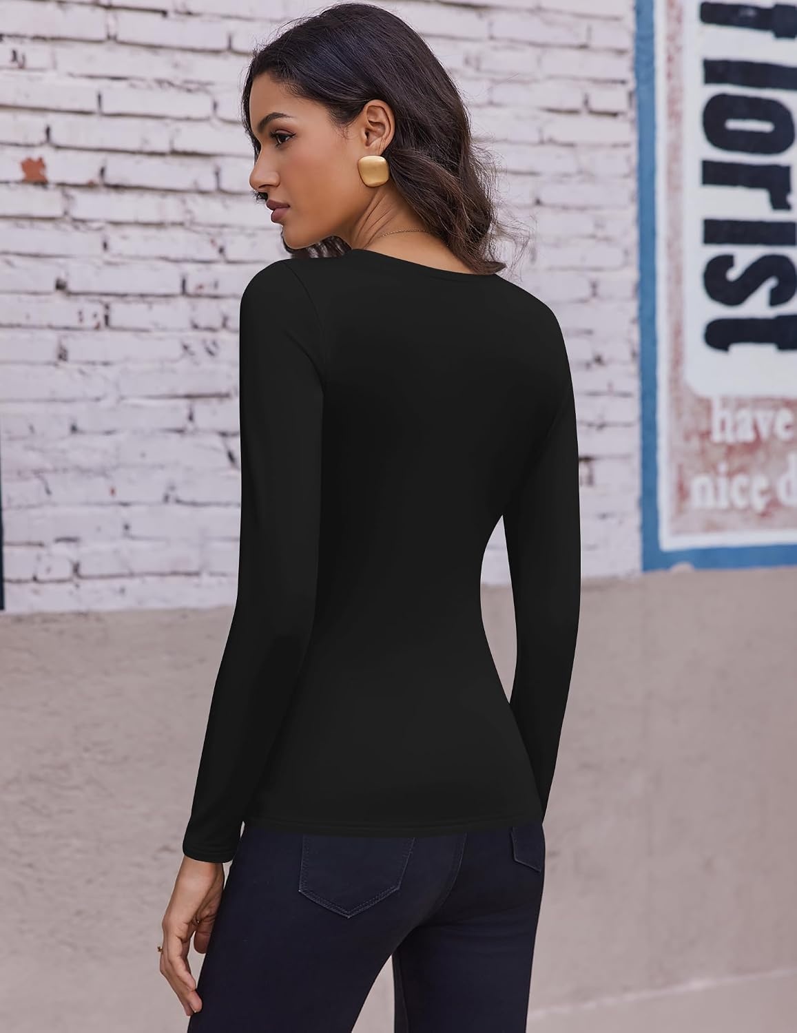 image:imageEkouaer Womens Long Sleeve Shirts Fleece Lined Tops Thermal Undershirts2 Black1 White1 Beige