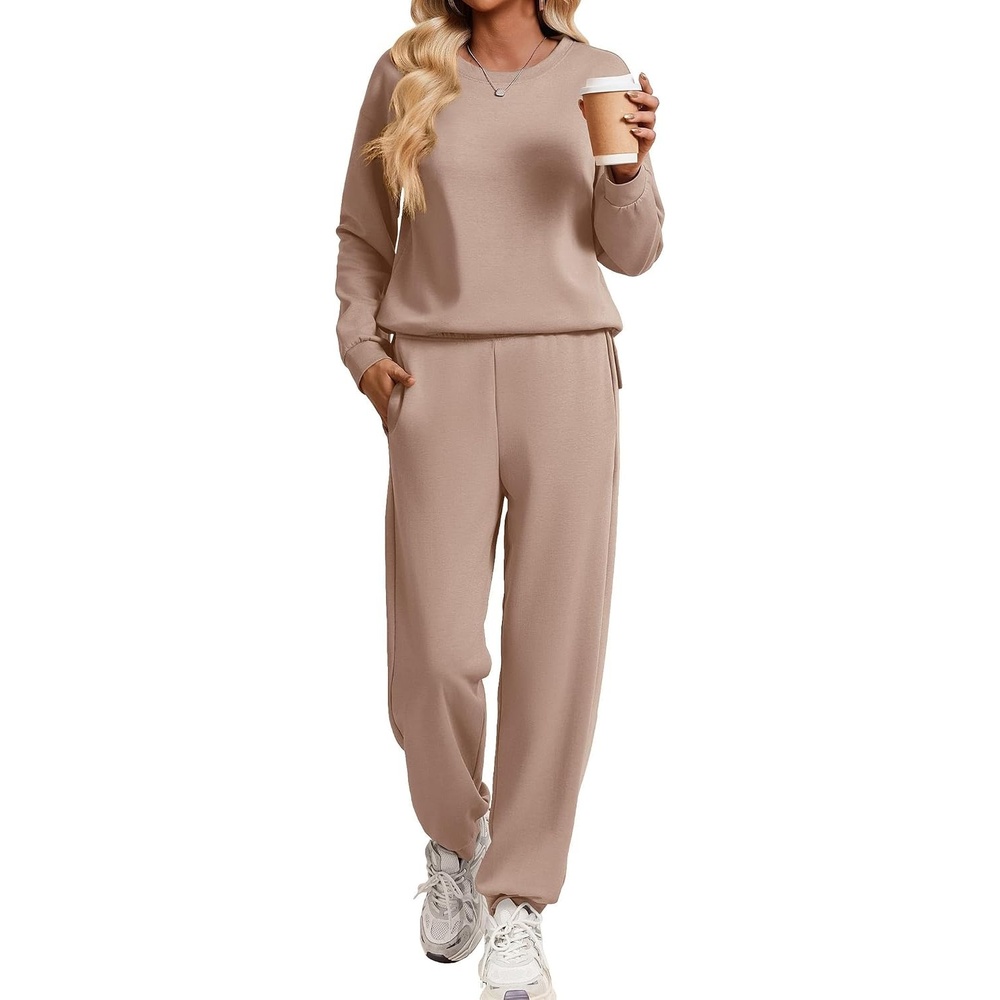 image:imageEkouaer 2 Piece Lounge Sets for Women Matching Jogger Pants Fall OutfitsKhaki