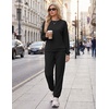 Ekouaer 2 Piece Lounge Sets for Women Matching Jogger Pants Fall Outfits(Black)