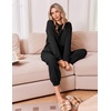 Ekouaer 2 Piece Lounge Sets for Women Matching Jogger Pants Fall Outfits(Black)