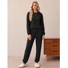 Ekouaer 2 Piece Lounge Sets for Women Matching Jogger Pants Fall Outfits(Black)