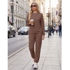 Ekouaer 2 Piece Lounge Sets for Women Matching Jogger Pants Fall Outfits(Brown)
