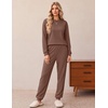Ekouaer 2 Piece Lounge Sets for Women Matching Jogger Pants Fall Outfits(Brown)