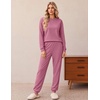 Ekouaer 2 Piece Lounge Sets for Women Matching Jogger Pants Fall Outfits(Dusty Rose)