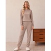 Ekouaer 2 Piece Lounge Sets for Women Matching Jogger Pants Fall Outfits(Khaki)