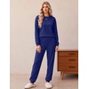 Ekouaer 2 Piece Lounge Sets for Women Matching Jogger Pants Fall Outfits(Navy Blue)