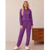 Ekouaer 2 Piece Lounge Sets for Women Matching Jogger Pants Fall Outfits(Purple)