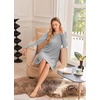 Ekouaer 3 Pack Nightgowns for Women Long Sleeve Sleepshirt Soft Nightshirt(Black/Dark Grey/Light Grey Stripes)