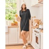 Ekouaer 3 Pack Nightgowns for Women Long Sleeve Sleepshirt Soft Nightshirt(Black/Dark Grey/Light Grey Stripes)