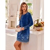 Ekouaer 3 Pack Nightgowns for Women Long Sleeve Sleepshirt Soft Nightshirt(Black/Grey Floral/Blue Pea Floral)